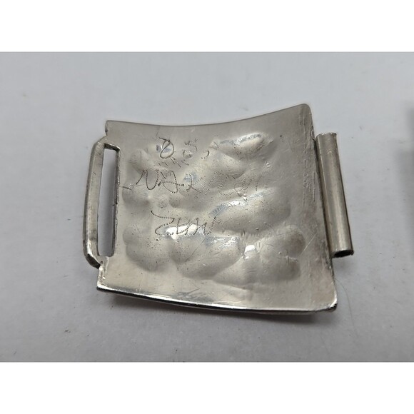 Vintage Zuni OS Nakatewa Sterling Turquoise Inlay Watch Tips Flower Pattern - Picture 7 of 13